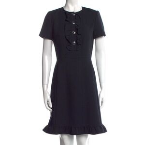 Tory Burch Ruffle Front A-Line Dress Ruffled Hem Pockets Sz 4